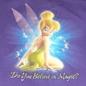 90s Disney Store Tinkerbell Purple Glitter Shirt Vintage Tee